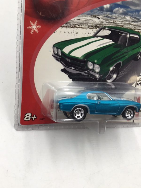 Hot wheels 2005 holiday rods #5 70 Chevelle SS Blue real riders NN4 Fashion