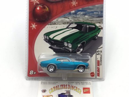 Hot wheels 2005 holiday rods #5 70 Chevelle SS Blue real riders NN4 Fashion