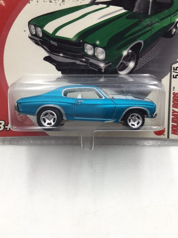 Hot wheels 2005 holiday rods #5 70 Chevelle SS Blue real riders NN4 Fashion