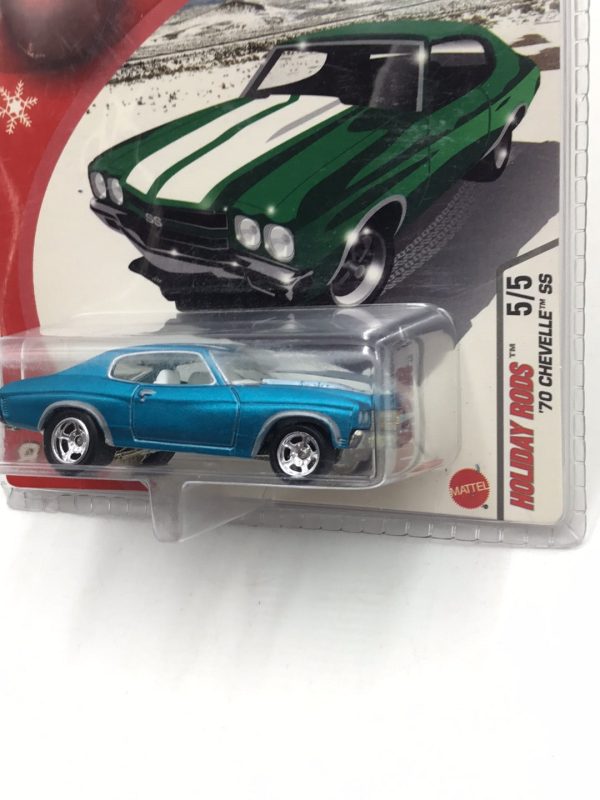 Hot wheels 2005 holiday rods #5 70 Chevelle SS Blue real riders NN4 Fashion