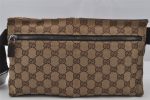 Authentic GUCCI Vintage Waist Body Bag Purse GG Canvas Leather 28566 Brown 7148J Cheap