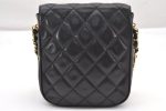 Authentic CHANEL Calf Skin Matelasse Chain Shoulder Cross Bag Black CC 1218J Online Hot Sale