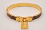 Authentic HERMES Kelly Cadena Bangle Bracelet Gold Bordeaux 7426J For Discount