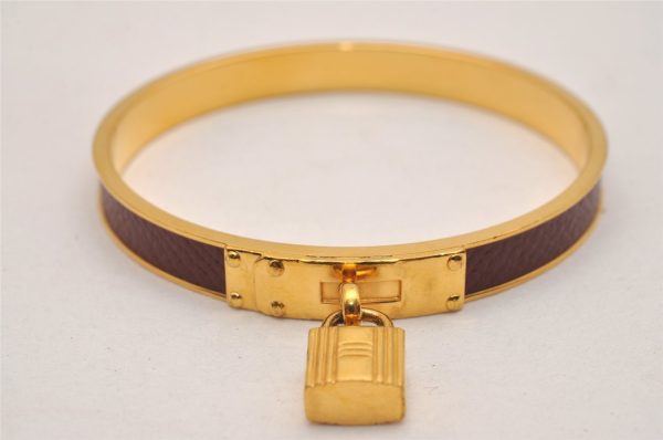 Authentic HERMES Kelly Cadena Bangle Bracelet Gold Bordeaux 7426J For Discount