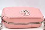 Authentic GUCCI GG Marmont Chain Shoulder Cross Bag Leather 447632 Pink K9083 Discount