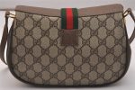 Authentic GUCCI Web Sherry Line Shoulder Cross Bag GG PVC Leather Brown 6729J For Cheap