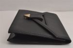 Authentic YVES SAINT LAURENT Vintage Clutch Hand Bag Purse Leather Black 7209J For Discount