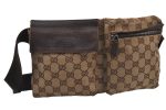 Authentic GUCCI Vintage Waist Body Bag Purse GG Canvas Leather 28566 Brown 7148J Cheap