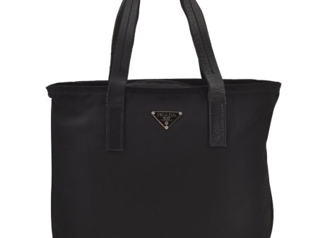 Authentic PRADA Vintage Nylon Tessuto Leather Tote Hand Bag Purse Black 6779J on Sale