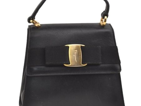 Authentic Salvatore Ferragamo Vara Ribbon Leather 2Way Hand Bag Black 7604J Discount