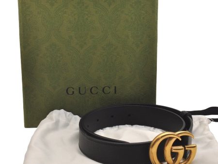 Authentic GUCCI Double G Belt Leather Size 70cm 27.6  414516 Black Box 6714J Online