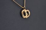 Authentic Christian Dior Gold Tone Chain Pendant Necklace CD 6717J Hot on Sale