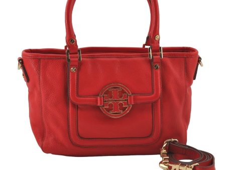 Authentic TORY BURCH Amanda Leather 2Way Shoulder Tote Bag Red 6474J Online now