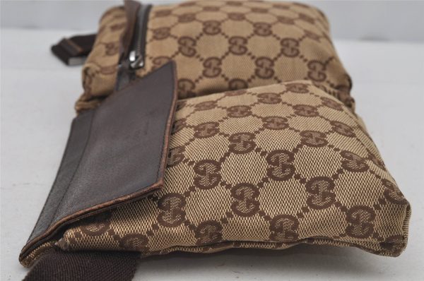 Authentic GUCCI Vintage Waist Body Bag Purse GG Canvas Leather 28566 Brown 7148J Cheap