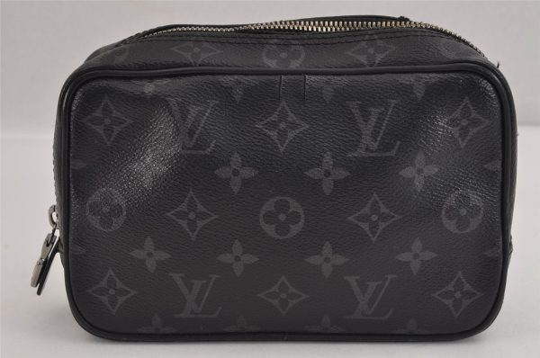 Auth Louis Vuitton Monogram Eclipse Trousse Toilette PM Clutch Bag Junk 3330J Online Sale