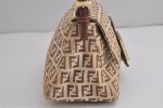 Auth FENDI Zucchino Mamma Baguette Shoulder Bag Canvas Leather Brown 6672J Hot on Sale