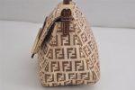 Auth FENDI Zucchino Mamma Baguette Shoulder Bag Canvas Leather Brown 6672J Hot on Sale