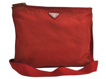 Authentic PRADA Nylon Tessuto Leather Shoulder Cross Body Bag Red 6742J Online Sale