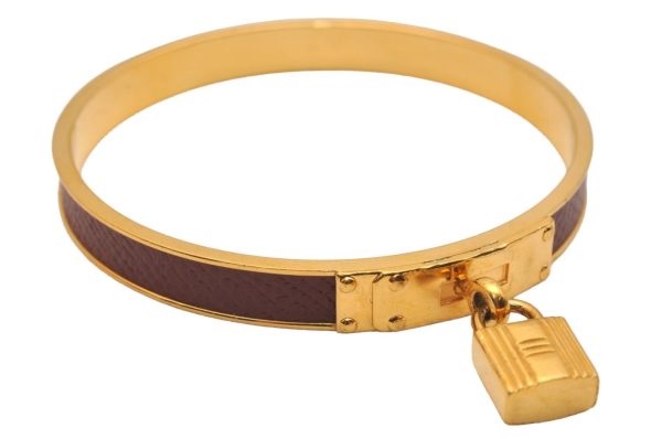 Authentic HERMES Kelly Cadena Bangle Bracelet Gold Bordeaux 7426J For Discount