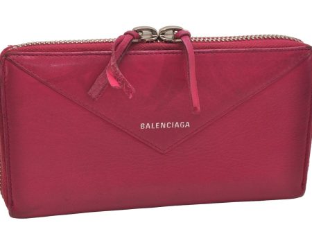 Auth BALENCIAGA Papier Continental Zip Around Wallet Leather 381226 Pink 6703J For Cheap