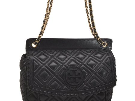 Authentic TORY BURCH Marion Chain Shoulder Hand Bag Purse Leather Black 6476J Supply