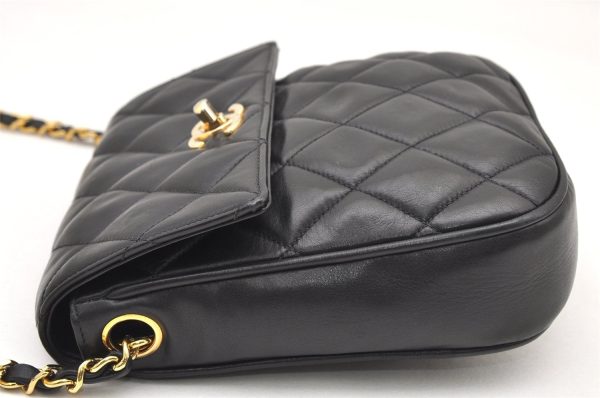 Authentic CHANEL Calf Skin Matelasse Chain Shoulder Cross Bag Black CC 1218J Online Hot Sale