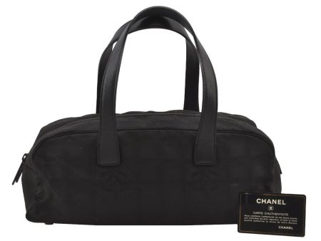 Authentic CHANEL New Travel Line Hand Boston Bag Purse Nylon Leather Black 6751J Supply