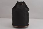 Authentic HERMES Polochon Mimile PM Drawstring Bag Canvas Leather Black 6735J Discount