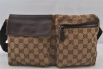 Authentic GUCCI Vintage Waist Body Bag Purse GG Canvas Leather 28566 Brown 7148J Cheap