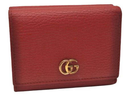 Authentic GUCCI Petite Mormont Trifold Wallet Purse Leather 474746 Red 6727J Fashion