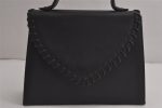 Authentic YVES SAINT LAURENT Vintage Hand Bag Purse Leather Black 7600J Online Sale