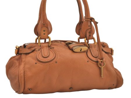 Authentic Chloe Paddington Leather Shoulder Hand Bag Brown 6444J Hot on Sale