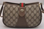 Authentic GUCCI Web Sherry Line Shoulder Cross Bag GG PVC Leather Brown 6729J For Cheap