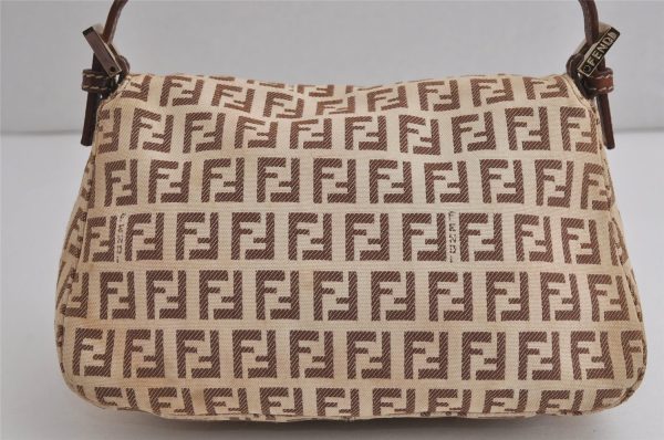 Auth FENDI Zucchino Mamma Baguette Shoulder Bag Canvas Leather Brown 6672J Hot on Sale