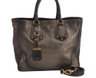 Authentic PRADA Vintage Leather Nappa 2Way Shoulder Tote Bag Brown 6770J Fashion