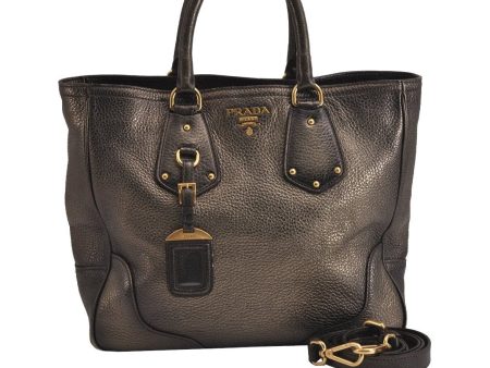 Authentic PRADA Vintage Leather Nappa 2Way Shoulder Tote Bag Brown 6770J Fashion