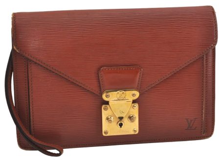 Authentic Louis Vuitton Epi Sellier Dragonne Clutch Bag Brown M52618 LV 6445J For Discount