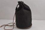 Authentic HERMES Polochon Mimile PM Drawstring Bag Canvas Leather Black 6735J Discount