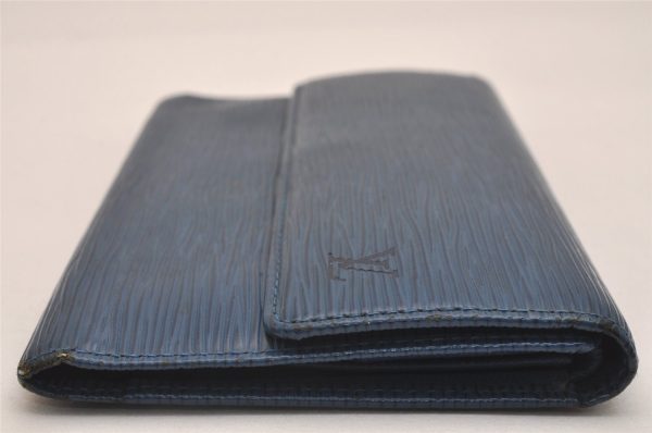 Auth Louis Vuitton Epi Porte Tresor International Wallet Blue M63385 Junk 6709J Online now