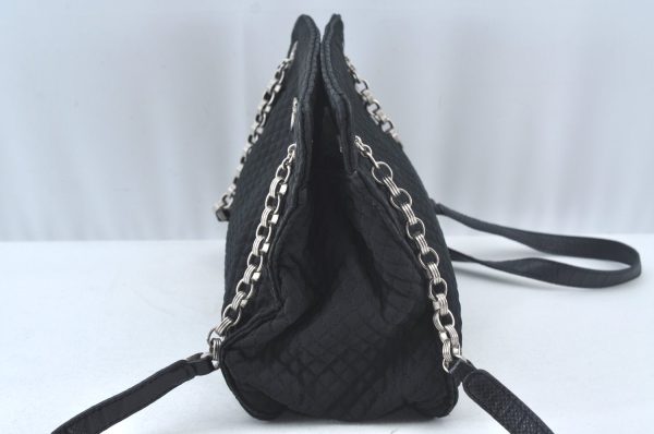 Authentic BOTTEGA VENETA Intrecciomirage Shoulder Bag Nylon Leather Black 6698J Hot on Sale