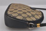 Authentic GUCCI Shoulder Cross Body Bag Purse GG PVC Leather Navy Blue 3495J For Cheap