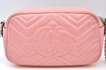 Authentic GUCCI GG Marmont Chain Shoulder Cross Bag Leather 447632 Pink K9083 Discount