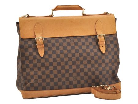 Authentic Louis Vuitton Damier Clipper 2Way Shoulder Hand Bag M99039 LV 3478J For Sale