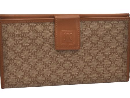 Authentic CELINE Macadam Blason Pattern Long Wallet PVC Leather Beige 6895J Online Sale