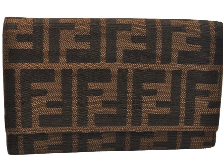 Authentic FENDI Zucca Vintage Trifold Wallet Purse Canvas Leather Brown 3866J Sale