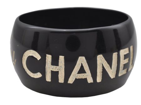 Authentic CHANEL JKC Ripped off by Bangle Bracelet Plastic Black 4183J Online Hot Sale