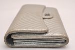 Authentic CHANEL Lamb Skin V Stitch CC Logo Long Wallet Purse Silver 4086J Discount