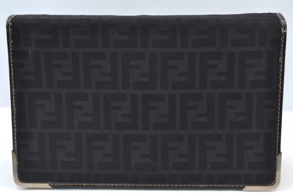 Auth FENDI Zucca 2Way Shoulder Clutch Bag Purse Canvas Leather Black Junk K8360 Sale