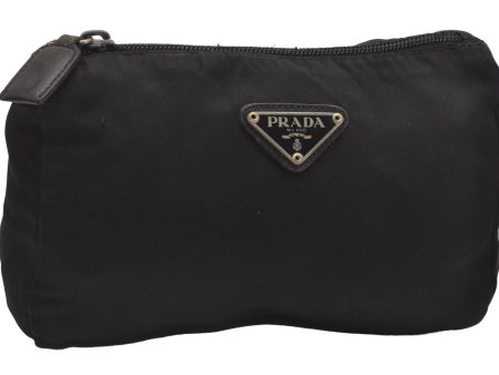 Authentic PRADA Vintage Nylon Tessuto leather Pouch Purse Black 6986J Online now