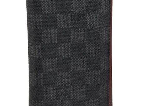 Auth Louis Vuitton Damier Graphite Portefeuille Brazza Wallet N63254 Red 0115J Cheap